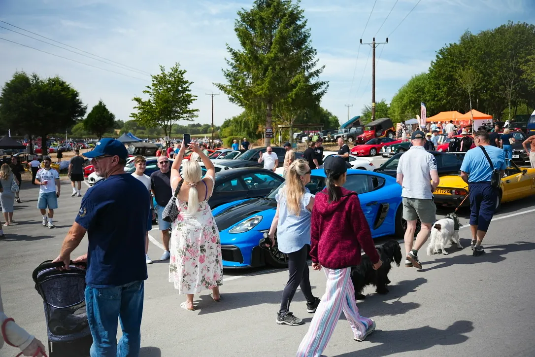 Crowd browsing cars at Overdrive