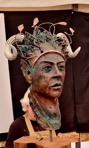 Ceramic sculpture of a crowned head