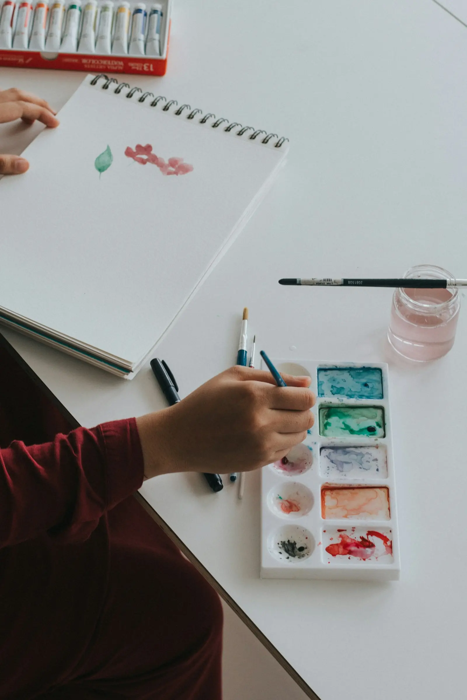 Hand painting with watercolours